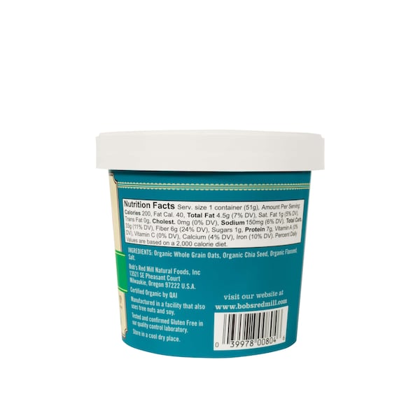 Bobs Red Mill Natural Foods Bob's Red Mill Organic Classic Oatmeal Cup 1.8 oz. Cup, PK12 - 6123C0112
