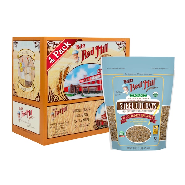 Bobs Red Mill Natural Foods Bob's Red Mill Organic Steel Cut Oats 24 oz. Bag, PK4 - 6053S244