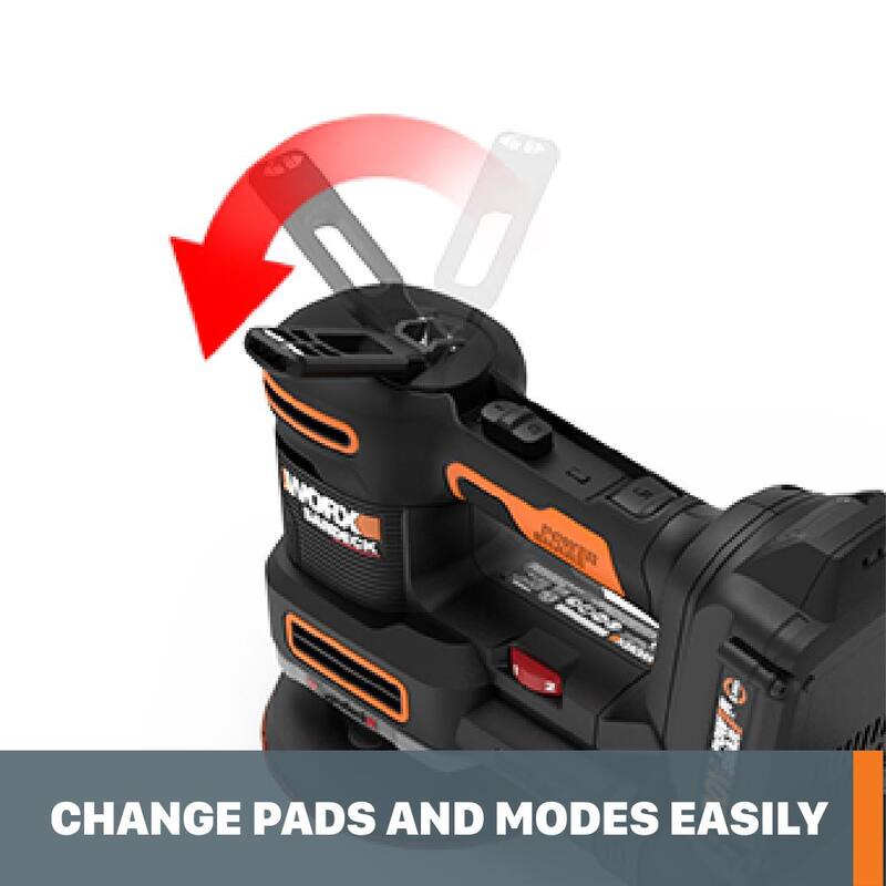 Worx Power Share 20-Volt Sandeck Inalámbrico de 5 pulgadas - 1 Lijadora Multiusos con 5 Bases de Lijado (Herramienta Únicamente) - WX820L.9