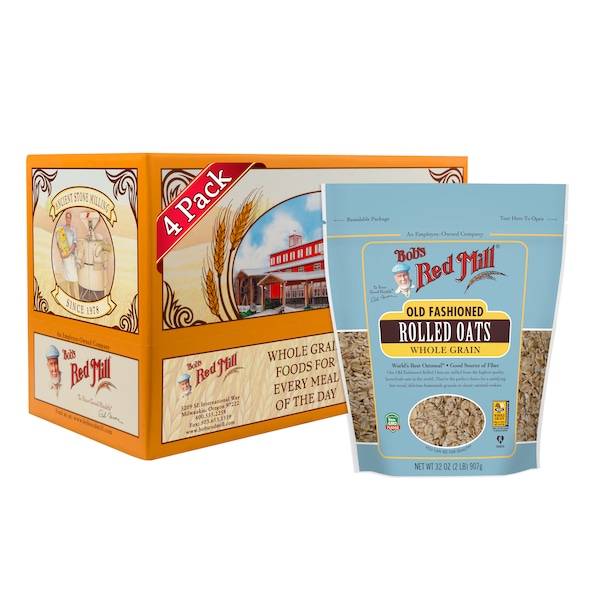 Bobs Red Mill Natural Foods Bob's Red Mill Old Fashioned Regular Rolled Oats 32 oz. Bag, PK4 - 1360S324