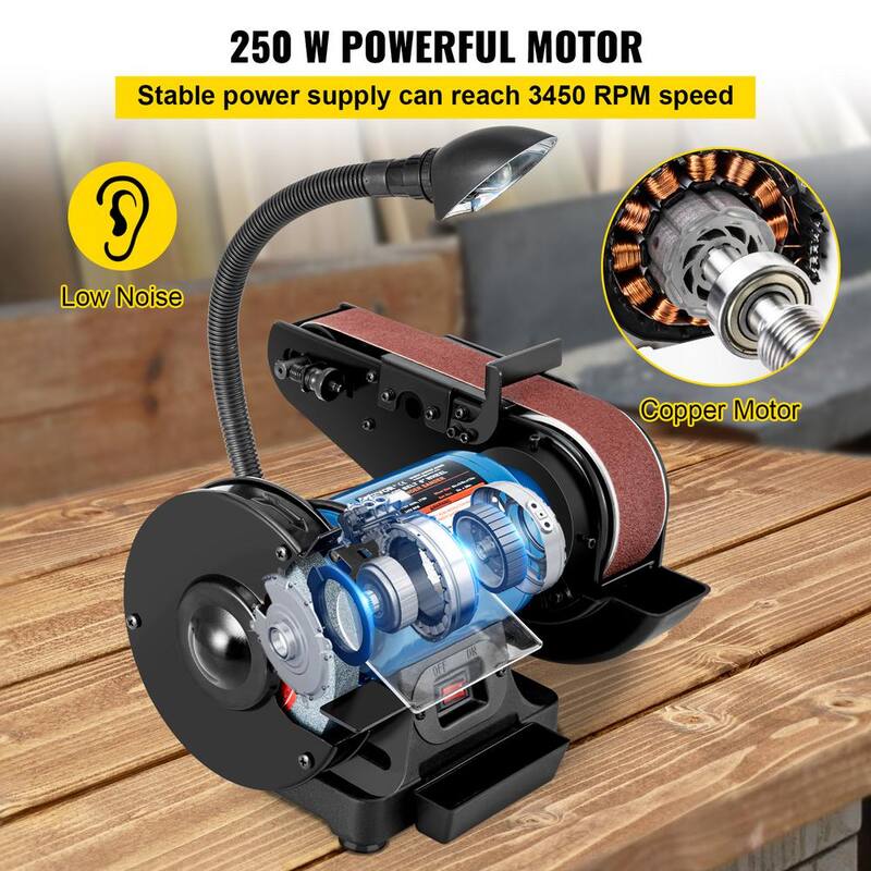 Lijadora de banda de 2 pulgadas y lijadora de disco de 6 pulgadas con base resistente y lámpara de trabajo LED - SDJ375WTS00000001V1