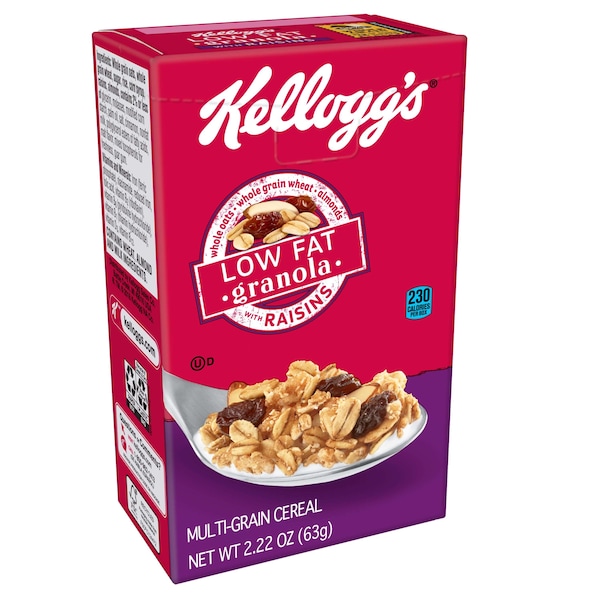 Kelloggs Low Fat Granola With Raisins Multi Grain Cereal 2.22 oz., PK70 - 3800022013