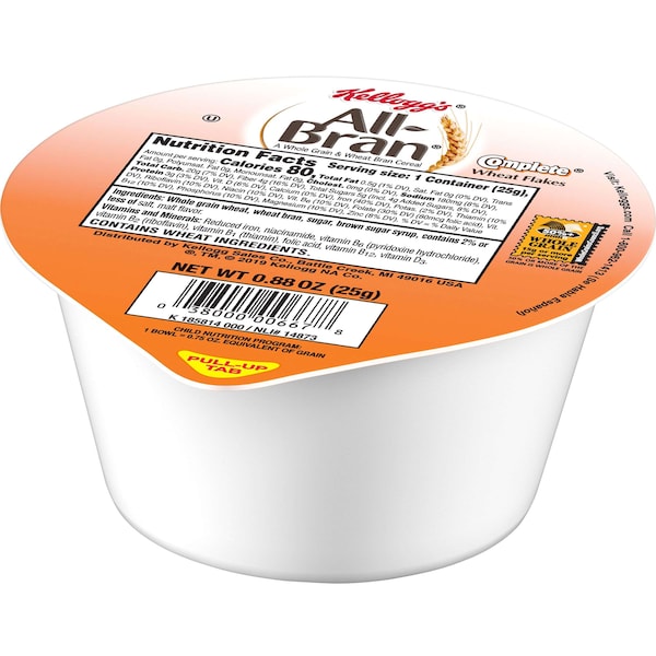 Kelloggs Kellogg's All Bran Complete Wheat Flakes Cereal .88 oz. Bowl, PK96 - 3800000696