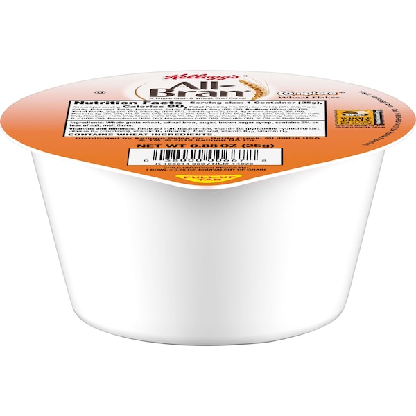 Kelloggs Kellogg's All Bran Complete Wheat Flakes Cereal .88 oz. Bowl, PK96 - 3800000696