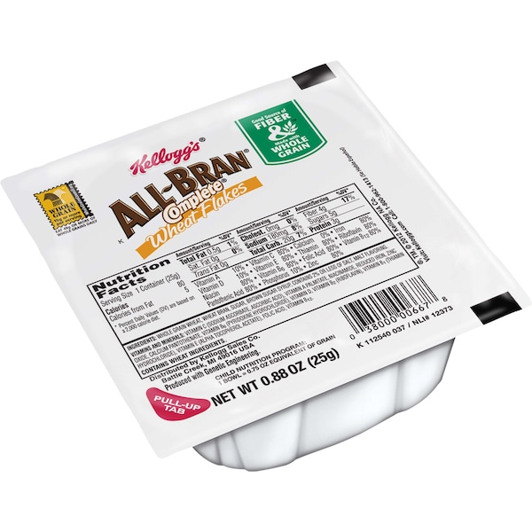 Kelloggs Kellogg's All Bran Complete Wheat Flakes Cereal .88 oz. Bowl, PK96 - 3800000696