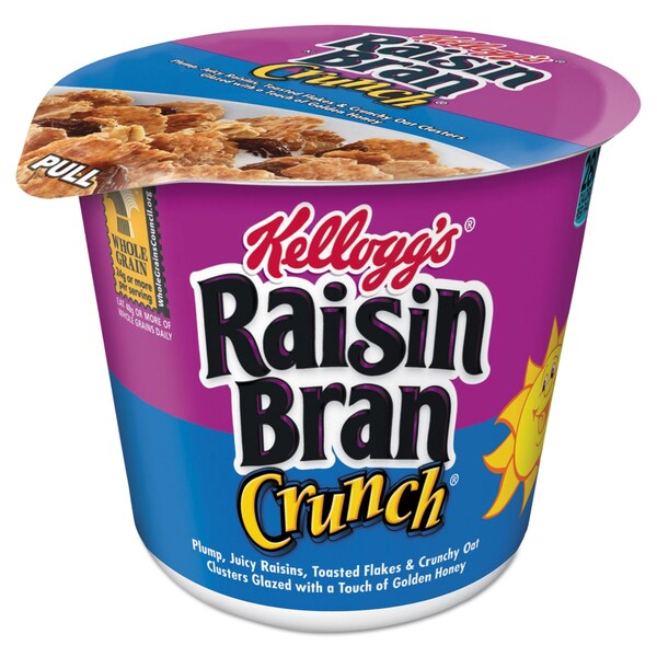 Kelloggs Breakfast Cereal, Raisin Bran Crunch, Single-Serve 2.8 oz Cup, 6PK - KEE3800012474