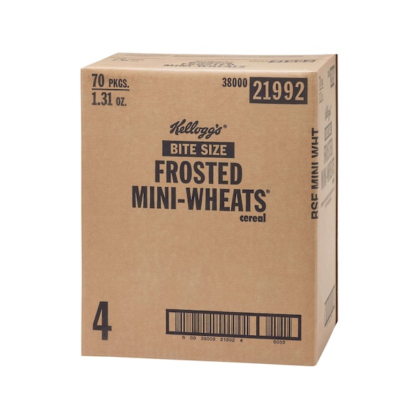 Kelloggs Mini Wheats Frosted Whole Grain Bite Size Cereal 1.3 oz., PK70 - 3800021992