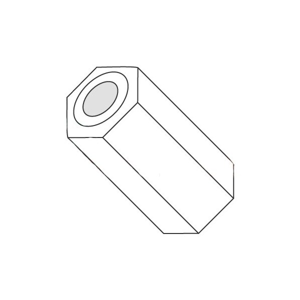 Newport Fasteners Hex Spacer, #4 Screw Size, Natural Nylon, 1/4 in Overall Lg, 0.115 in Inside Dia, 1000 PK - 927454
