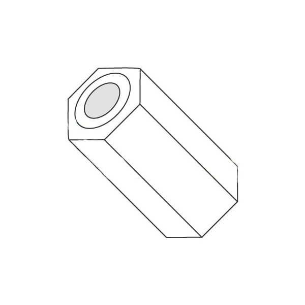 Newport Fasteners Hex Spacer, #2 Screw Size, Natural Nylon, 3/8 in Overall Lg, 0.091 in Inside Dia, 1000 PK - 402551