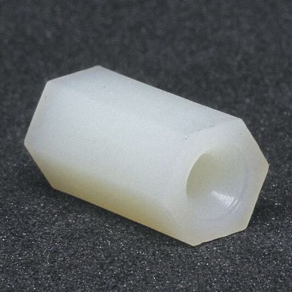 Zoro Select Hex Spacer, #6 Screw Size, Plain Nylon, 1/4 in Overall Lg, 0.115 in Inside Dia, 10 PK - 35HSP006