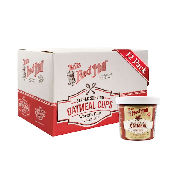 Bobs Red Mill Natural Foods Gluten Free Maple Brown Sugar Oatmeal Cup 2.15 oz. Cup, PK12 - 1369C0112