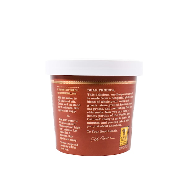 Bobs Red Mill Natural Foods Gluten Free Maple Brown Sugar Oatmeal Cup 2.15 oz. Cup, PK12 - 1369C0112