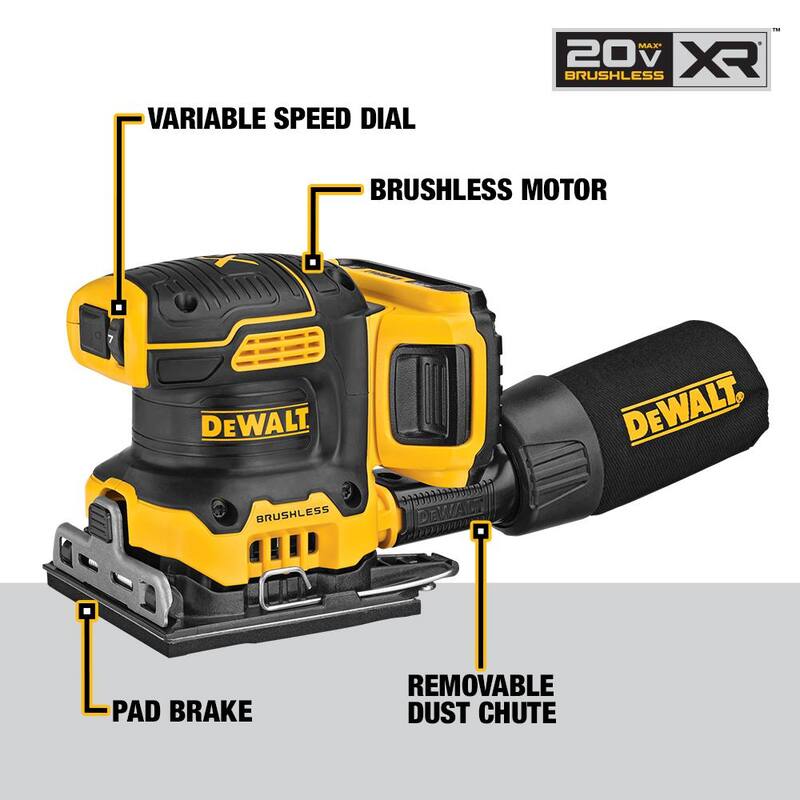 Lijadora inalámbrica DEWALT 20V MAX XR de velocidad variable con batería de 20V 2.0Ah, batería de 3.0Ah y cargador - DCW200D1WDCB230
