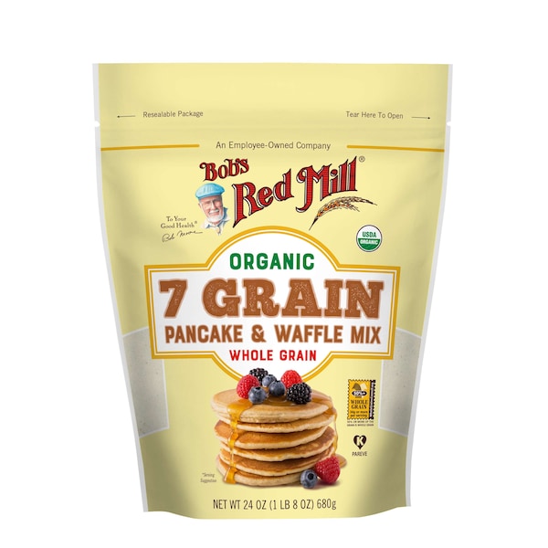 Bobs Red Mill Natural Foods Bob's Red Mill Organic 7 Grain Pancake And Waffle Mix 24 oz. Bag, PK4 - 6172S244