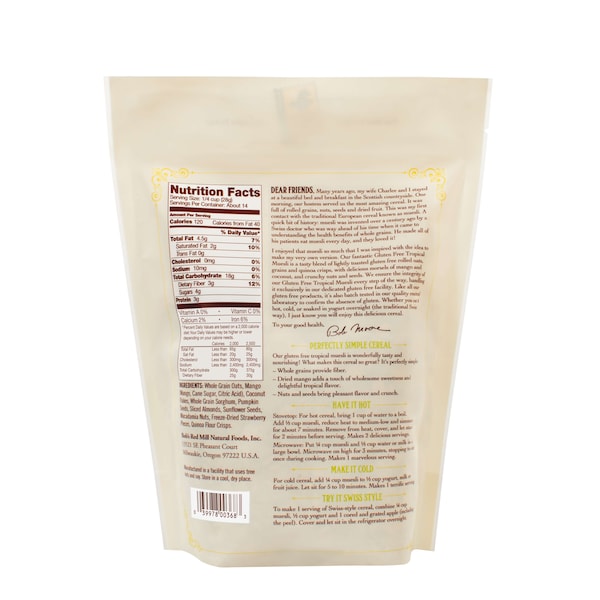 Bobs Red Mill Natural Foods Bob's Red Mill Gluten Free Tropical Muesli 14 oz. Bag, PK4 - 1975S144