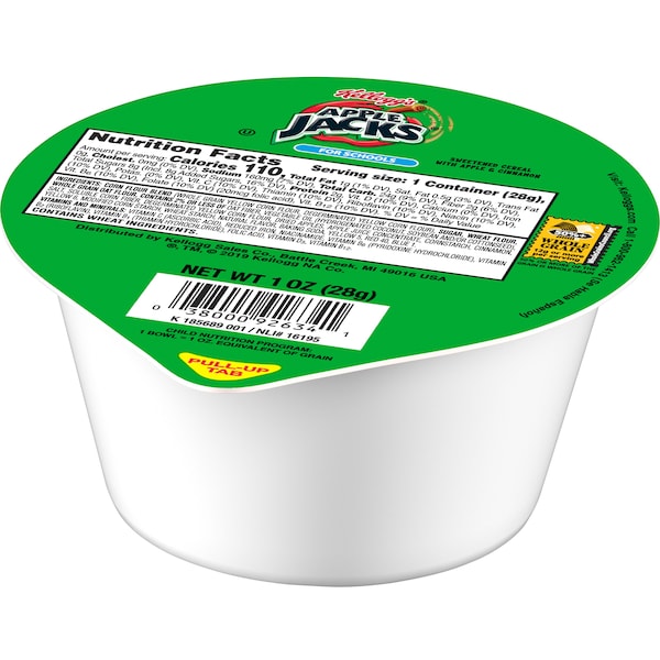 Kelloggs Kellogg's Reduced Sugar Whole Grain Apple Jacks Cereal 1 oz., PK96 - 3800078787