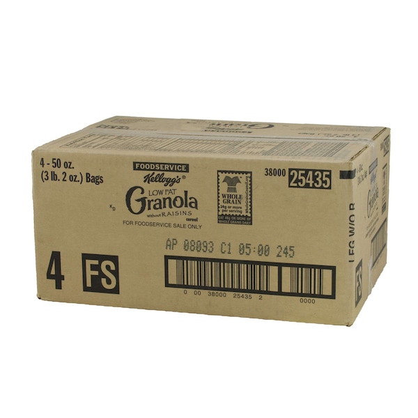 Kelloggs Kellogg's Low Fat Granola Without Raisins Cereal 50 oz. Bag, PK4 - 3800025435