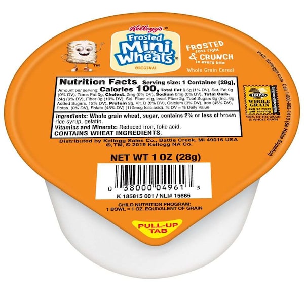Kelloggs Kellogg's Frosted Mini Wheats Bite Size Cereal 1 oz. Bowl, PK96 - 3800004996