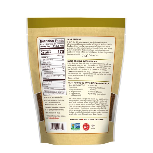 Bobs Red Mill Natural Foods Bob's Red Mill Whole Grain Teff 24 oz. Pouches, PK4 - 1533S244