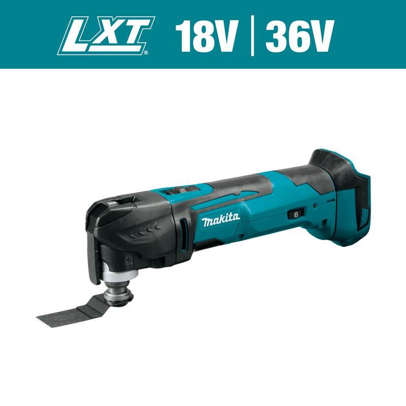 Herramienta múltiple oscilante inalámbrica de velocidad variable Makita 18V LXT de ion de litio (solo herramienta) con adaptadores de cuchilla y accesorios - XMT03Z.