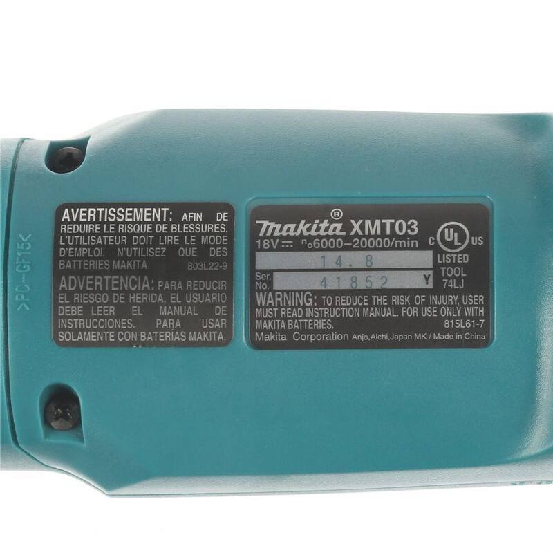 Herramienta múltiple oscilante inalámbrica de velocidad variable Makita 18V LXT de ion de litio (solo herramienta) con adaptadores de cuchilla y accesorios - XMT03Z.
