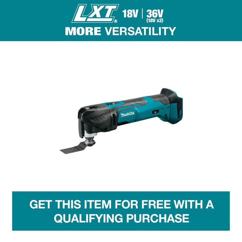 Herramienta múltiple oscilante inalámbrica de velocidad variable Makita 18V LXT de ion de litio (solo herramienta) con adaptadores de cuchilla y accesorios - XMT03Z.