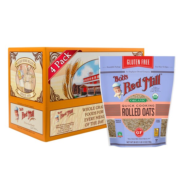 Bobs Red Mill Natural Foods Gluten Free Organic Quick Cooking Rolled Oats 28 oz., PK4 - 1993S284