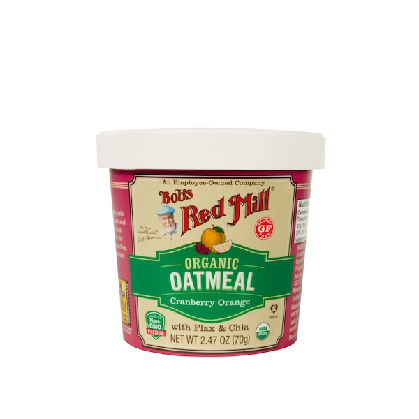 Bobs Red Mill Natural Foods Organic Gluten Free Orange Cranberry Oatmeal Cup 2.47 oz. Cup, PK12 - 6125C0112