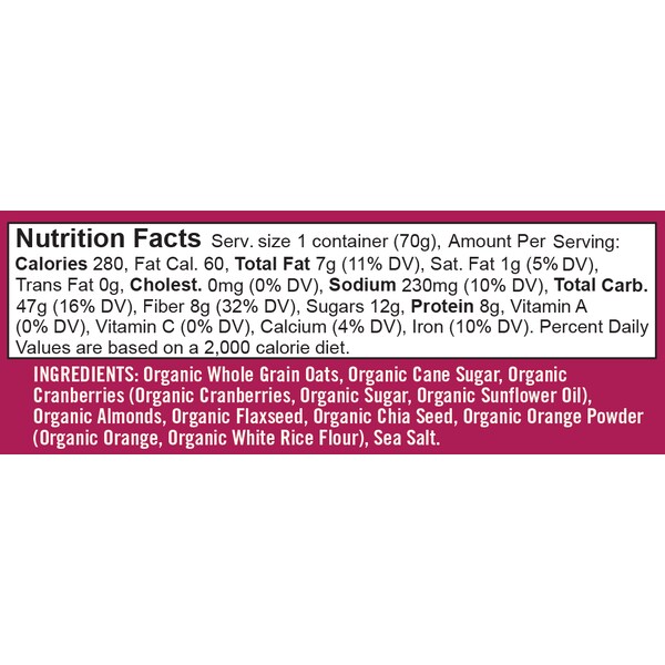 Bobs Red Mill Natural Foods Organic Gluten Free Orange Cranberry Oatmeal Cup 2.47 oz. Cup, PK12 - 6125C0112