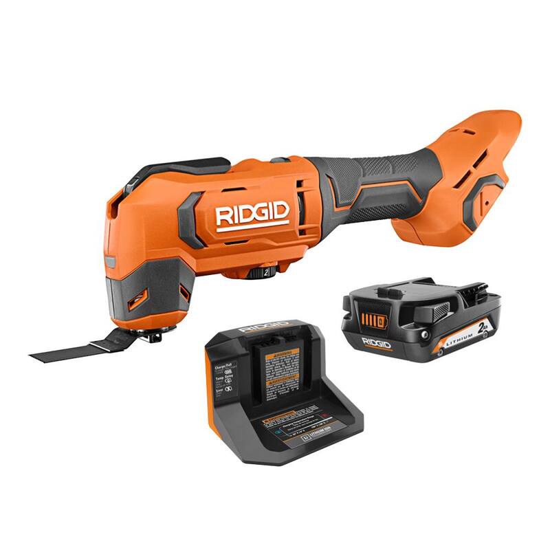 Herramienta múltiple oscilante inalámbrica de 18V RIDGID con batería de 2.0 Ah y cargador - R86241K