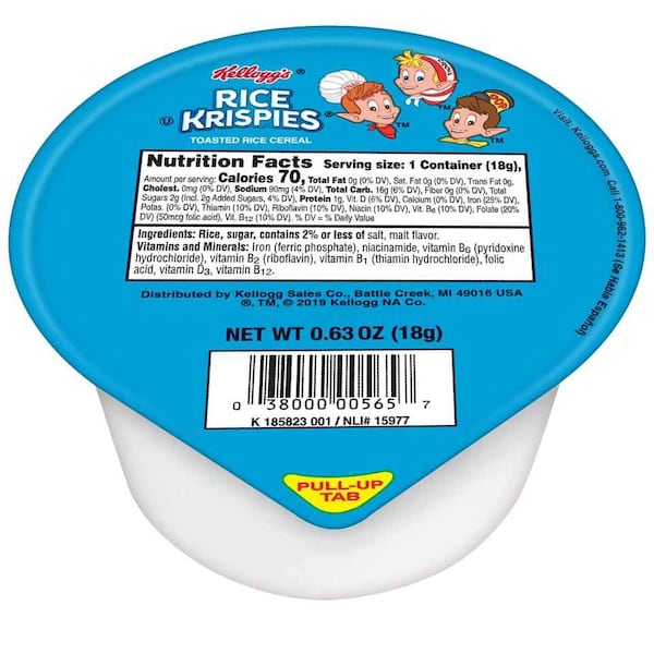 Kelloggs Kellogg's Rice Krispies Cereal .62 oz. Bowl, PK96 - 3800000596