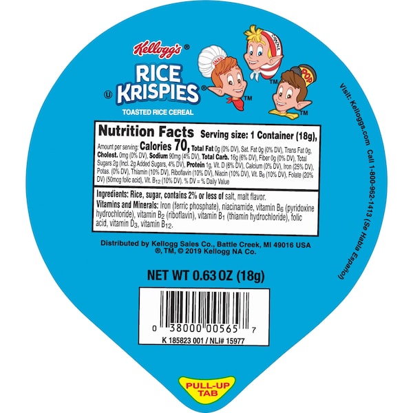 Kelloggs Kellogg's Rice Krispies Cereal .62 oz. Bowl, PK96 - 3800000596