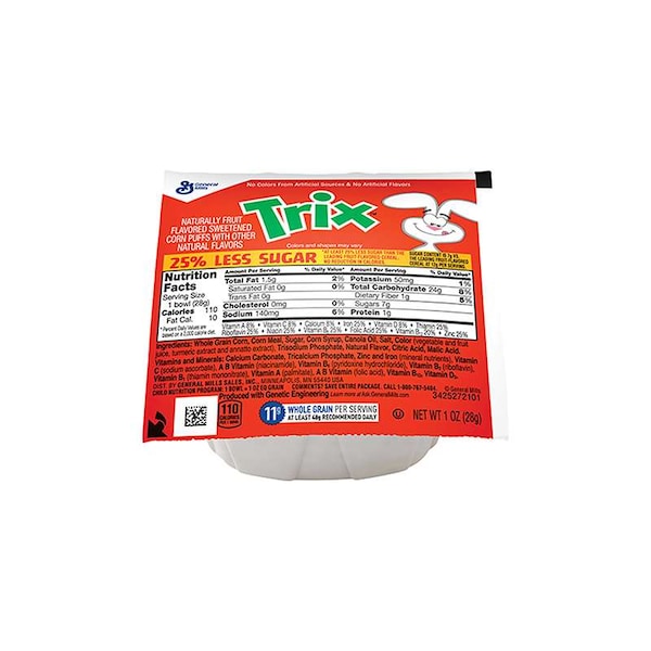 Trix Trix 25% Less Sugar Cereal 1 oz. Bowl, PK96 - 16000-31922