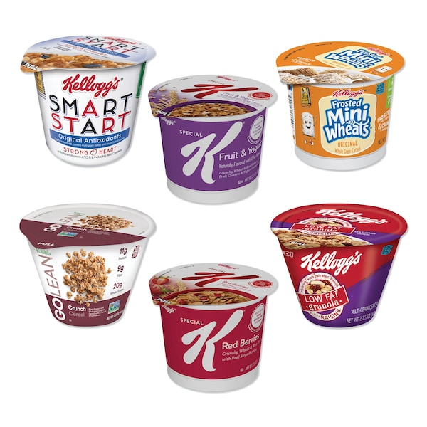 Kelloggs Breakfast Cereal - Single Serve, Classic Wellness Assortment, 2.2 oz Cup, PK60, 60PK - 5X0404