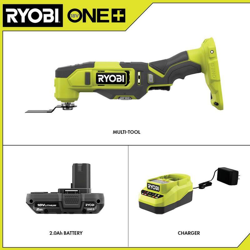 Kit de Herramienta Múltiple Oscilante Inalámbrica RYOBI ONE+ 18V con Batería de 2.0 Ah y Cargador - PCL430K1