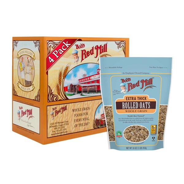 Bobs Red Mill Natural Foods Bob's Red Mill Extra Thick Rolled Oats 16 oz. Bag, PK4 - 1355S164
