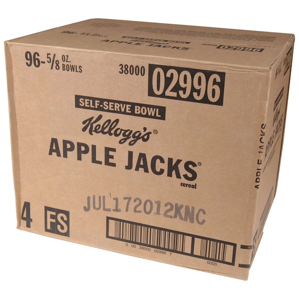 Kelloggs Kellogg's Apple Jacks Cereal .63 oz. Bowl, PK96 - 3800002996