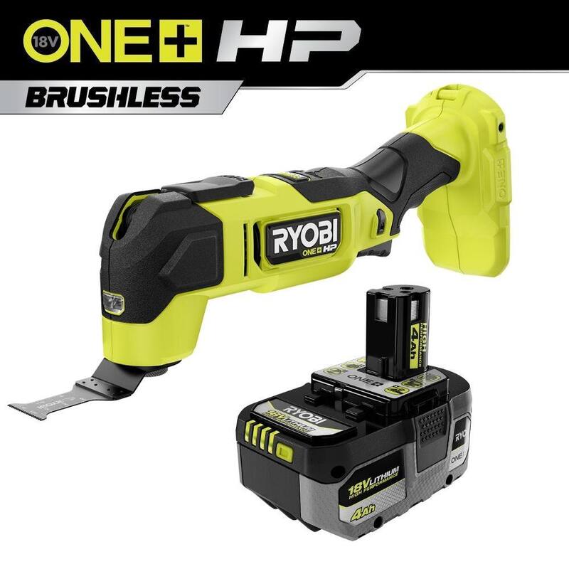 Herramienta múltiple oscilante inalámbrica RYOBI ONE+ HP 18V Brushless con batería de alto rendimiento de 4.0 Ah - PBLMT51B-PBP004