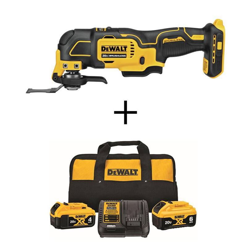 Herramienta de múltiples usos oscilante inalámbrica sin escobillas DEWALT ATOMIC 20V MAX, (1) batería de 20V 6.0Ah y (1) batería de 20V 4.0Ah, y cargador - DCS354BDCB246CK
