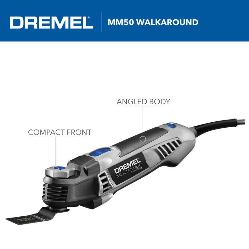Dremel Multi-Max MM50 5 Amp Variable Speed Corded Oscillating Multi-Tool Kit with 16 Accessories and Storage Bag - MM50-02

Dremel Multi-Max MM50 5 Amp Kit de herramienta multiusos oscilante con velocidad variable con cable y 16 accesorios y bolsa de almacenamiento - MM50-02