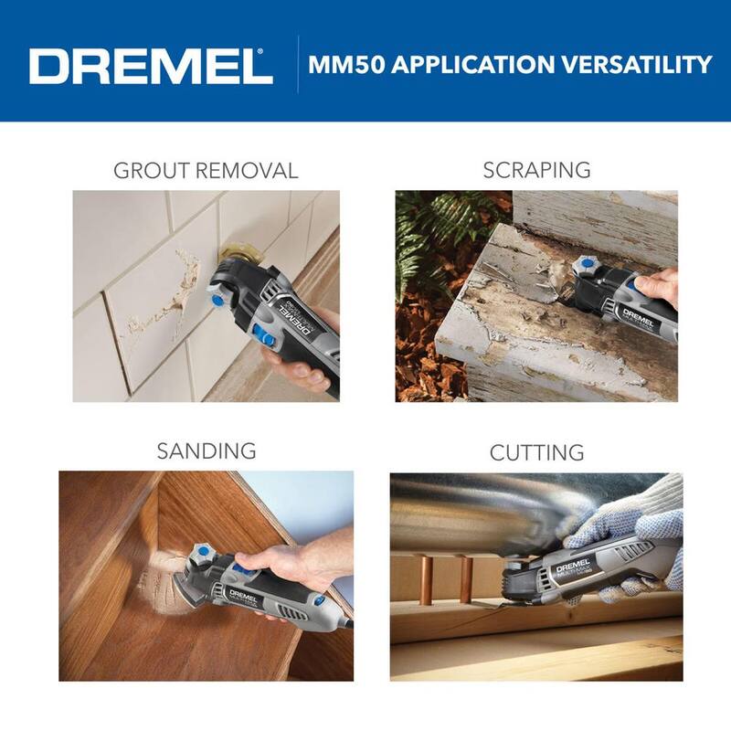 Dremel Multi-Max MM50 5 Amp Variable Speed Corded Oscillating Multi-Tool Kit with 16 Accessories and Storage Bag - MM50-02

Dremel Multi-Max MM50 5 Amp Kit de herramienta multiusos oscilante con velocidad variable con cable y 16 accesorios y bolsa de almacenamiento - MM50-02