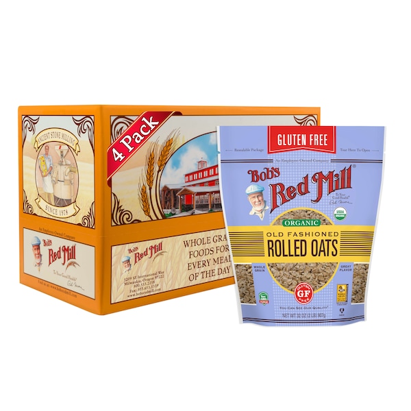 Bobs Red Mill Natural Foods Gluten Free Organic Old Fashioned Rolled Oats 32 oz., PK4 - 1992S324