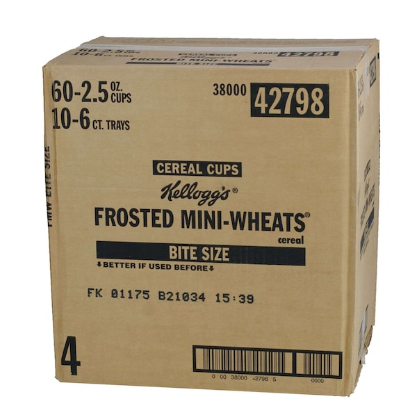 Kelloggs Kellogg's Mini Wheats Bite Size Frosted Cereal 2.5 oz. Bowl, PK60 - 3800042798
