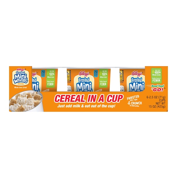 Kelloggs Kellogg's Mini Wheats Bite Size Frosted Cereal 2.5 oz. Bowl, PK60 - 3800042798