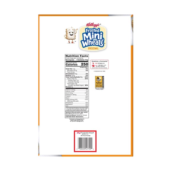 Kelloggs Kellogg's Mini Wheats Bite Size Frosted Cereal 2.5 oz. Bowl, PK60 - 3800042798