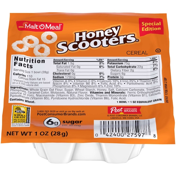 Malt O Meal Malt O Meal Honey Scooters 1 oz., PK96 - 27597