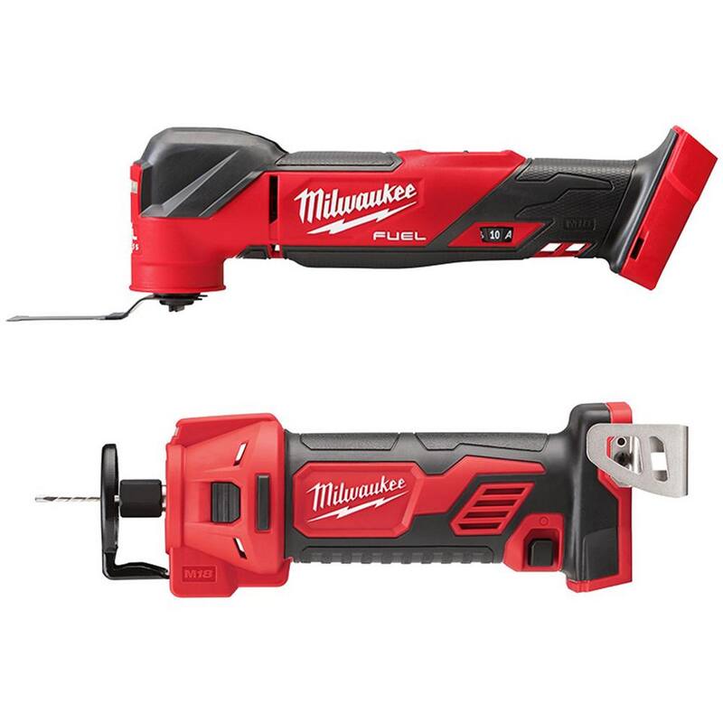 Herramienta multiusos oscilante inalámbrica Milwaukee M18 FUEL 18V de ion de litio sin escobillas con herramienta para recortar paneles de yeso (2 herramientas) - 2836-20-2627-20