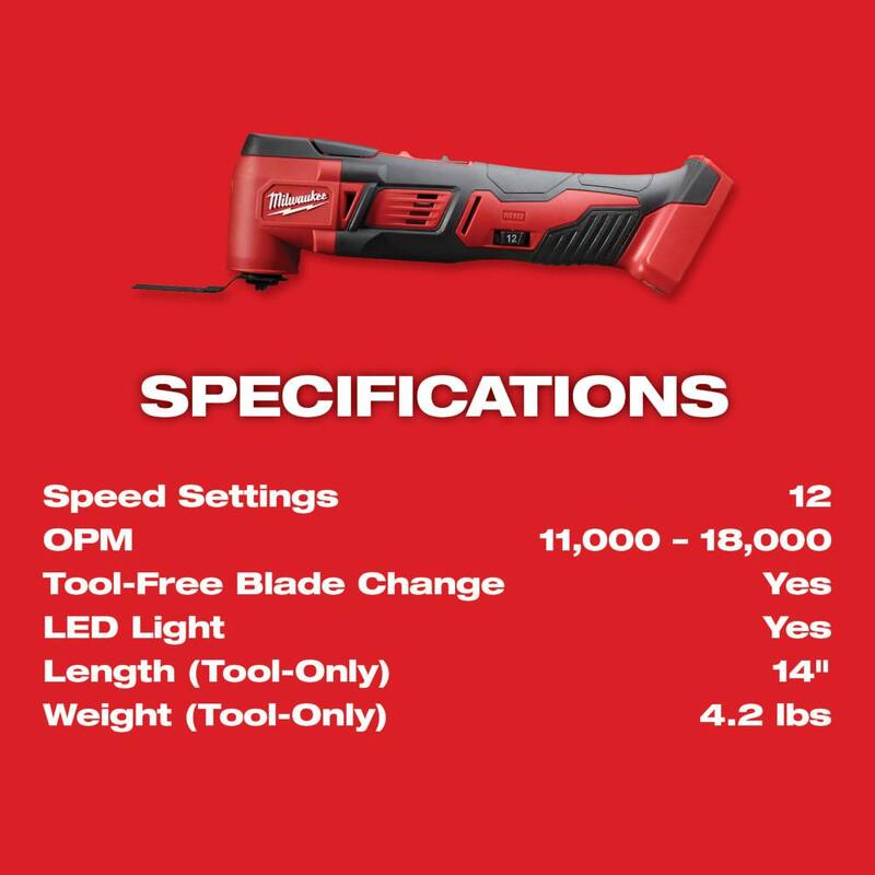 Milwaukee M18 Herramienta Múltiple Oscilante Inalámbrica de Iones de Litio de 18 Voltios con (2) Baterías M18 5.0Ah - 2626-20-48-11-1852