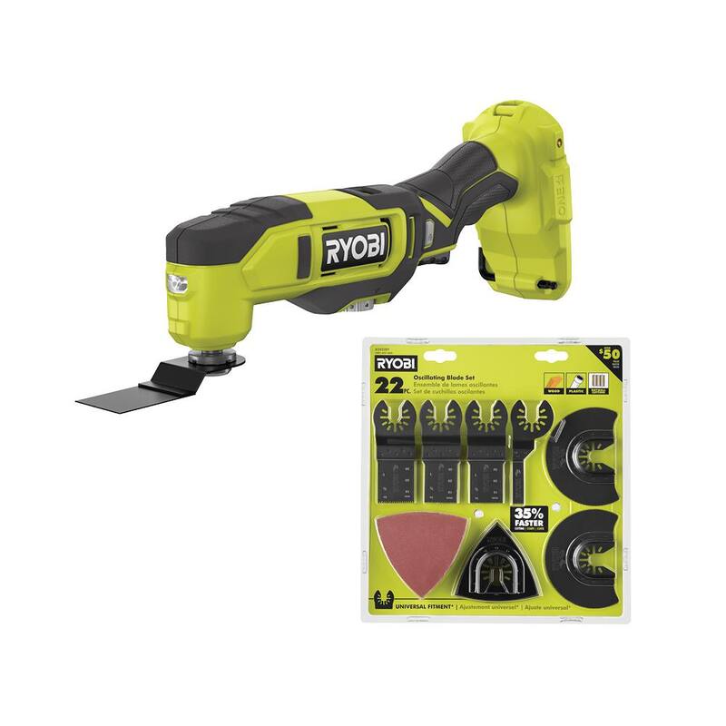 Herramienta multifunción inalámbrica RYOBI ONE+ 18V (sólo herramienta) con set de 22 cuchillas oscilantes - PCL430B-A242201