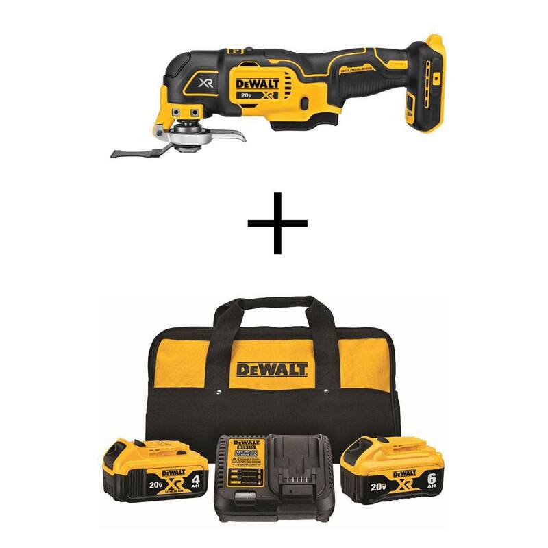 Herramienta múltiple oscilante inalámbrica sin escobillas de 3 velocidades DEWALT 20V MAX XR con baterías de litio 6.0Ah y 4.0Ah - DCS356BWCB2460C